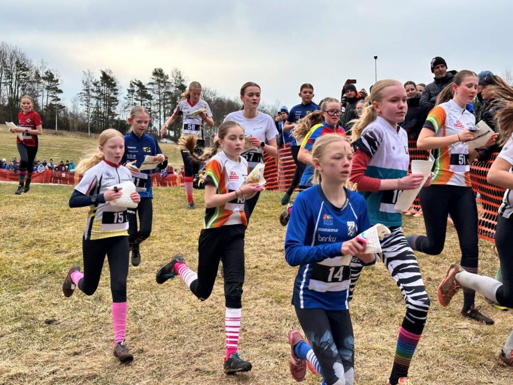 Starten för D12 och D16 i O-stafetten.